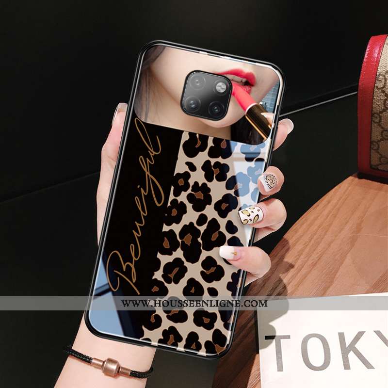 Coque Huawei Mate 20 Pro Créatif Modèle Fleurie Personnalité Protection Rose Verre Miroir