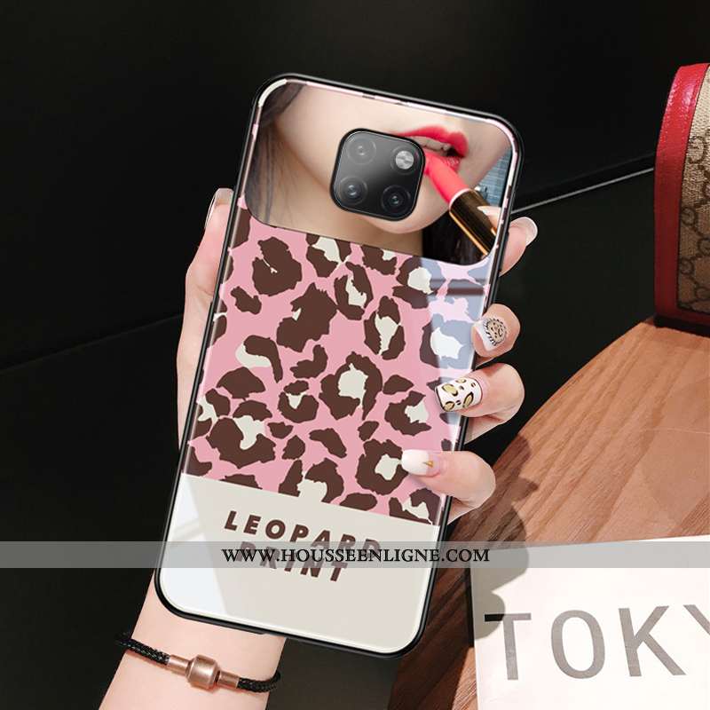 Coque Huawei Mate 20 Pro Créatif Modèle Fleurie Personnalité Protection Rose Verre Miroir