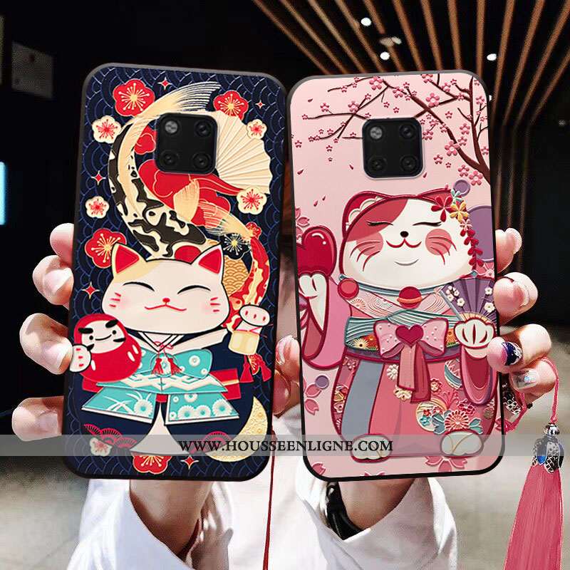 Coque Huawei Mate 20 Pro Fluide Doux Personnalité À Franges Chat Téléphone Portable Rose Incassable