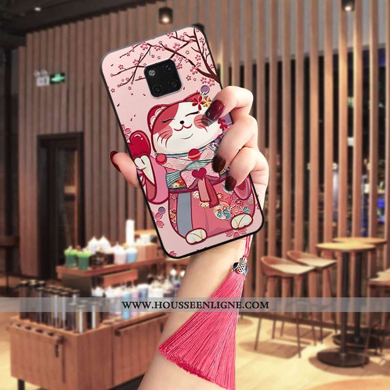 Coque Huawei Mate 20 Pro Fluide Doux Personnalité À Franges Chat Téléphone Portable Rose Incassable