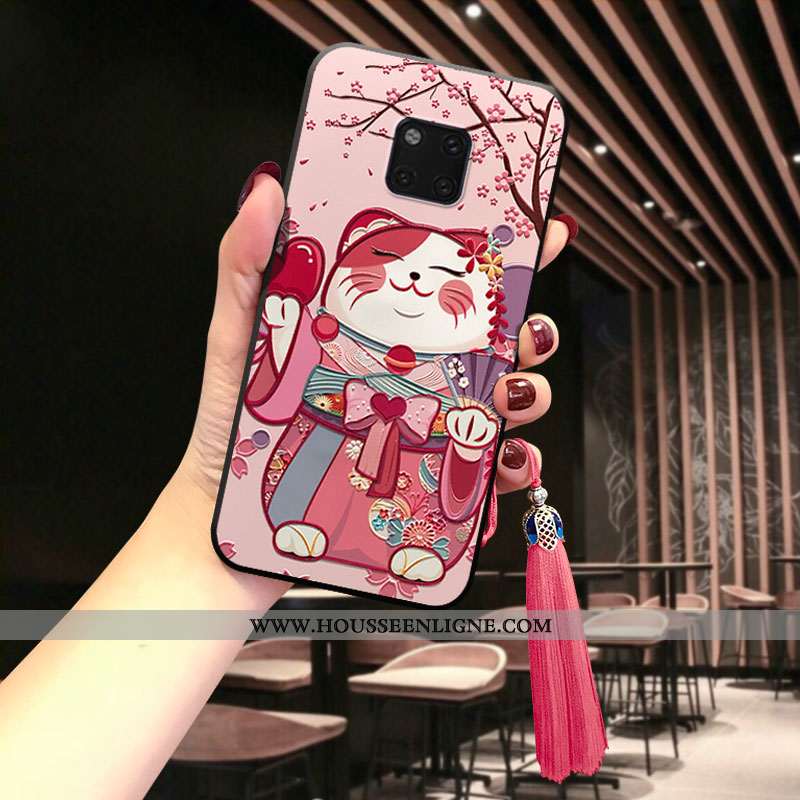 Coque Huawei Mate 20 Pro Fluide Doux Personnalité À Franges Chat Téléphone Portable Rose Incassable