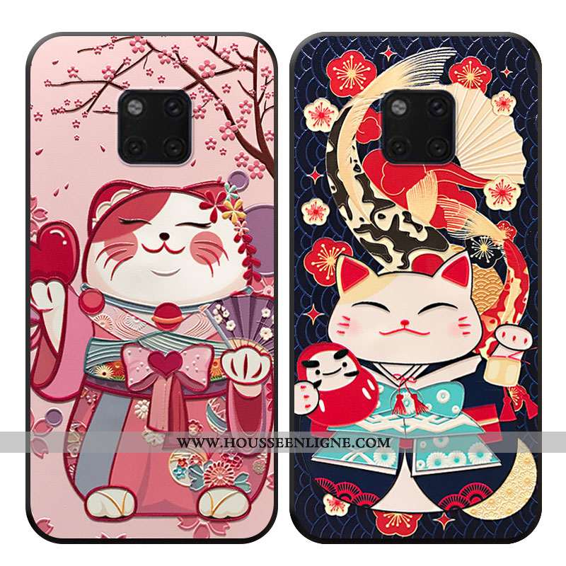 Coque Huawei Mate 20 Pro Fluide Doux Personnalité À Franges Chat Téléphone Portable Rose Incassable