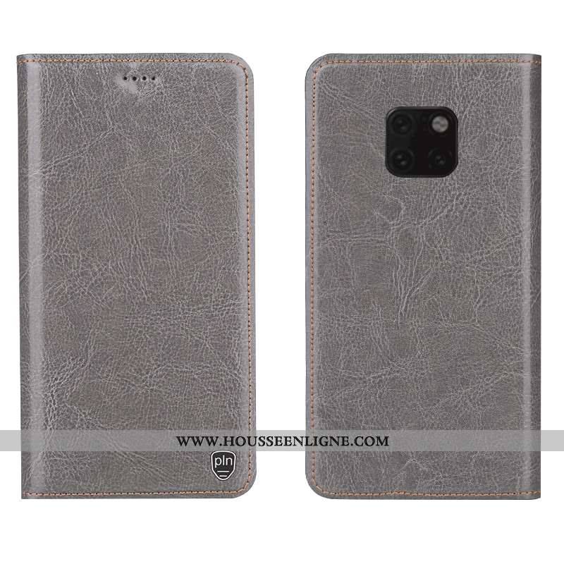 Coque Huawei Mate 20 Rs Cuir Véritable Cuir Protection Gris Étui Modèle Fleurie Téléphone Portable