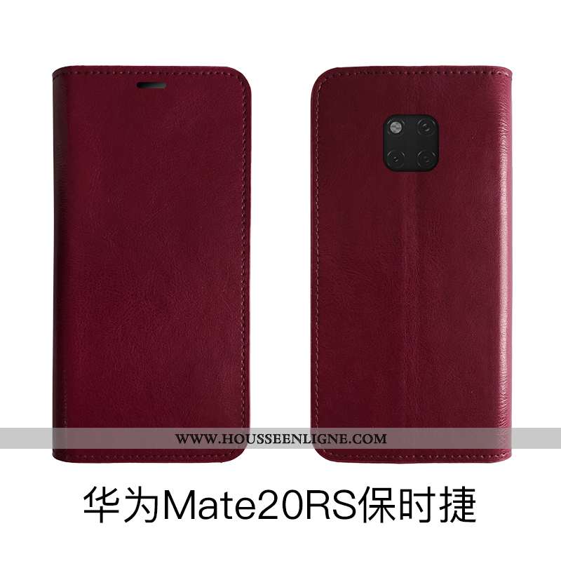 Coque Huawei Mate 20 Rs Cuir Véritable Cuir Téléphone Portable Protection Housse Noir Étui