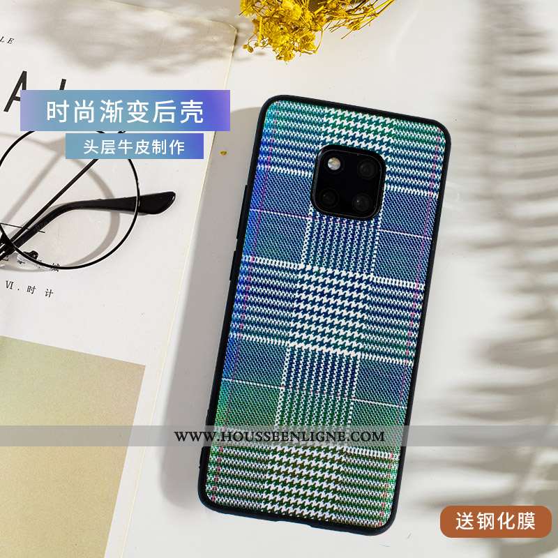 Coque Huawei Mate 20 Rs Fluide Doux Cuir Véritable Téléphone Portable Qualité Cuir Ultra Étui Bleu