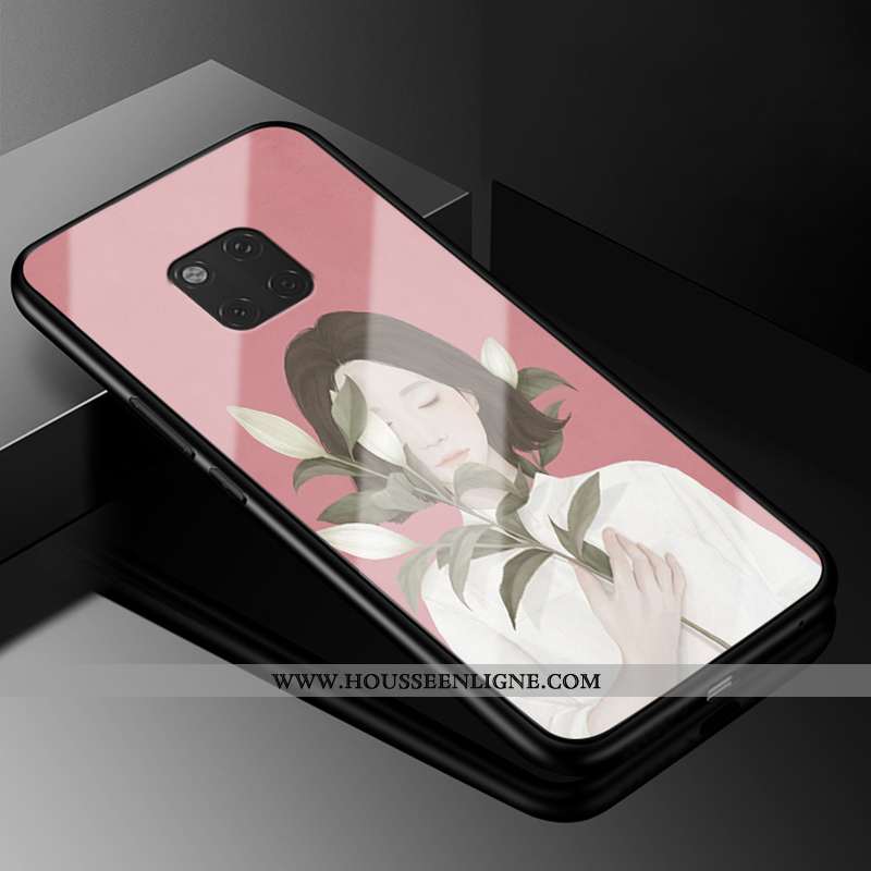 Coque Huawei Mate 20 Rs Verre Vintage Fluide Doux Téléphone Portable Amoureux Tout Compris Bleu