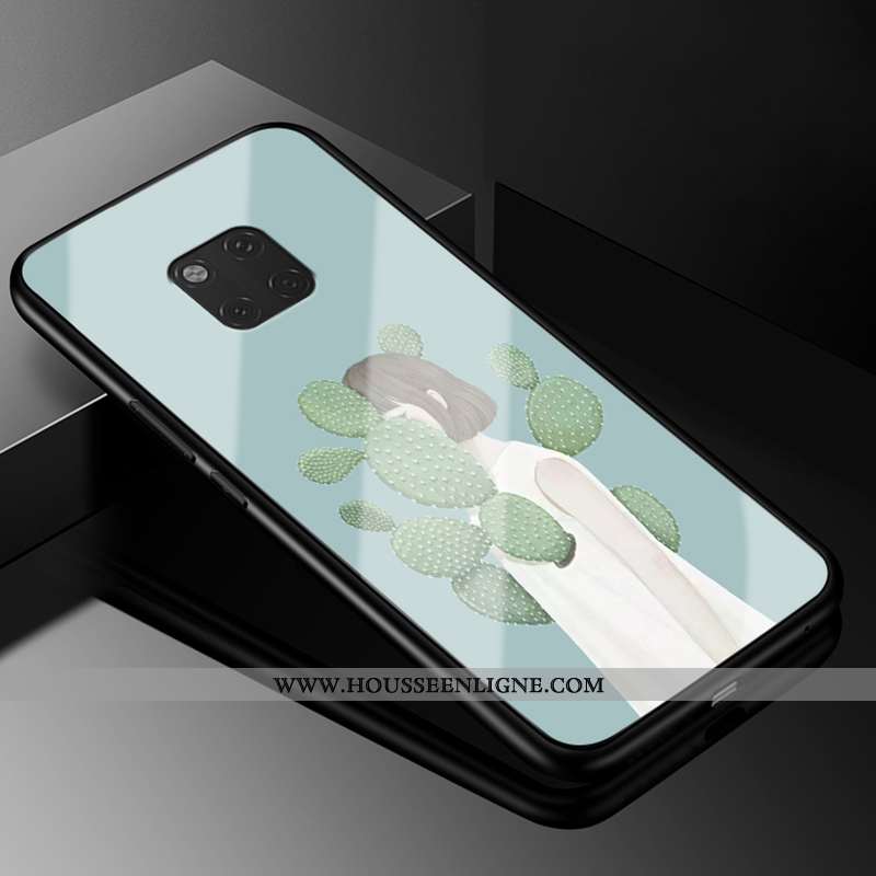 Coque Huawei Mate 20 Rs Verre Vintage Fluide Doux Téléphone Portable Amoureux Tout Compris Bleu