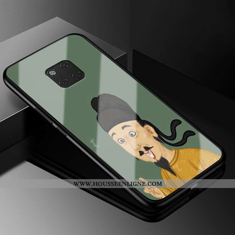 Coque Huawei Mate 20 Rs Verre Vintage Fluide Doux Téléphone Portable Amoureux Tout Compris Bleu