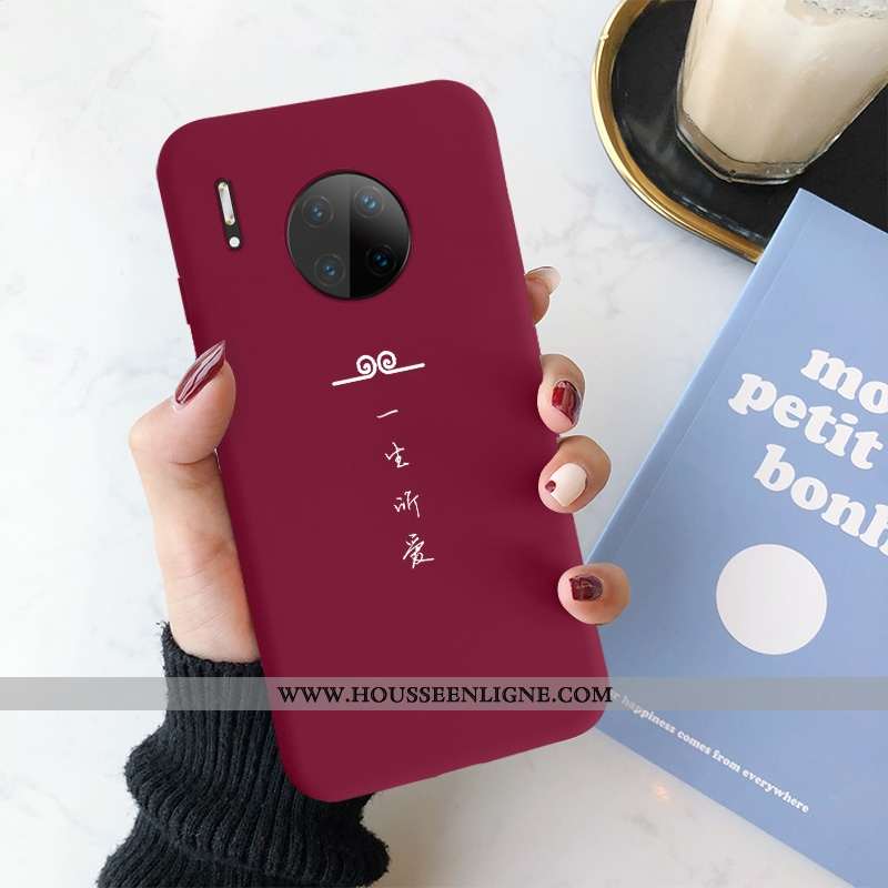 Coque Huawei Mate 30 Créatif Silicone Rouge Net Rouge Tout Compris Simple Protection