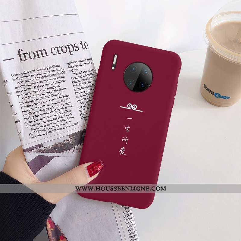 Coque Huawei Mate 30 Créatif Silicone Rouge Net Rouge Tout Compris Simple Protection