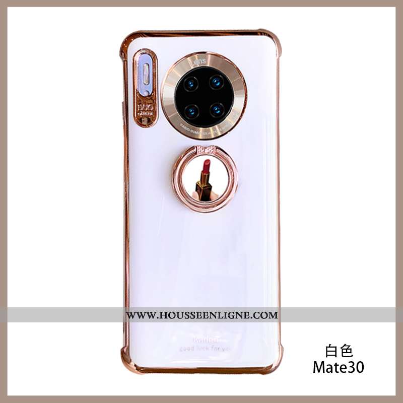 Coque Huawei Mate 30 Fluide Doux Silicone Tout Compris Anneau Support Personnalité Rouge