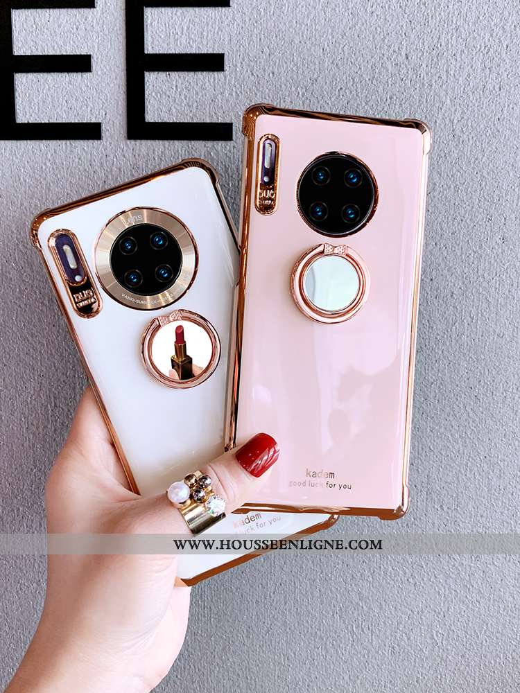 Coque Huawei Mate 30 Fluide Doux Silicone Tout Compris Anneau Support Personnalité Rouge