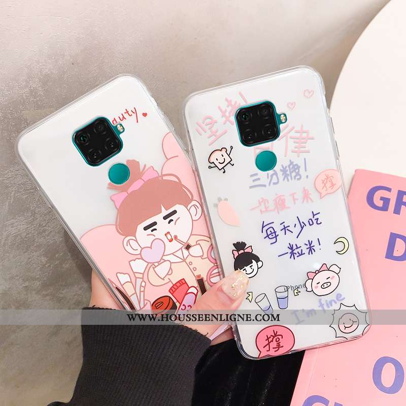 Coque Huawei Mate 30 Lite Fluide Doux Transparent Blanc Charmant Étui Incassable Blanche