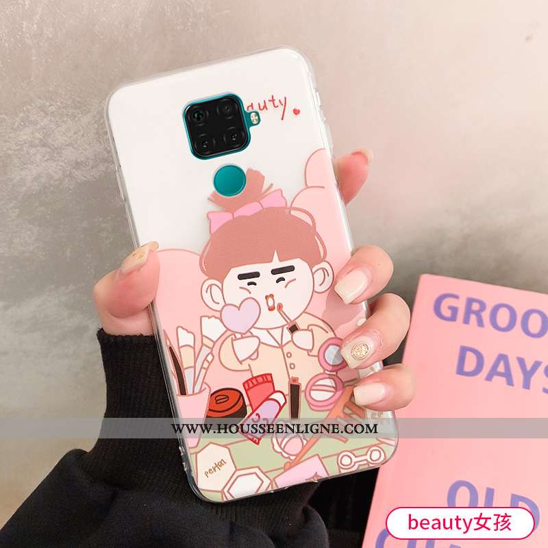 Coque Huawei Mate 30 Lite Fluide Doux Transparent Blanc Charmant Étui Incassable Blanche