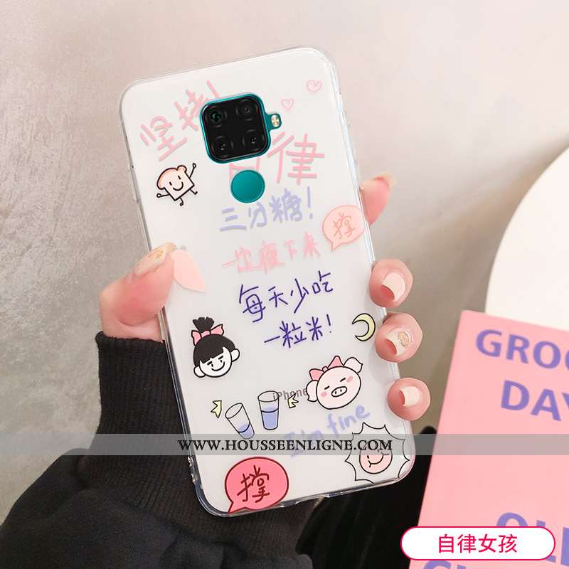 Coque Huawei Mate 30 Lite Fluide Doux Transparent Blanc Charmant Étui Incassable Blanche