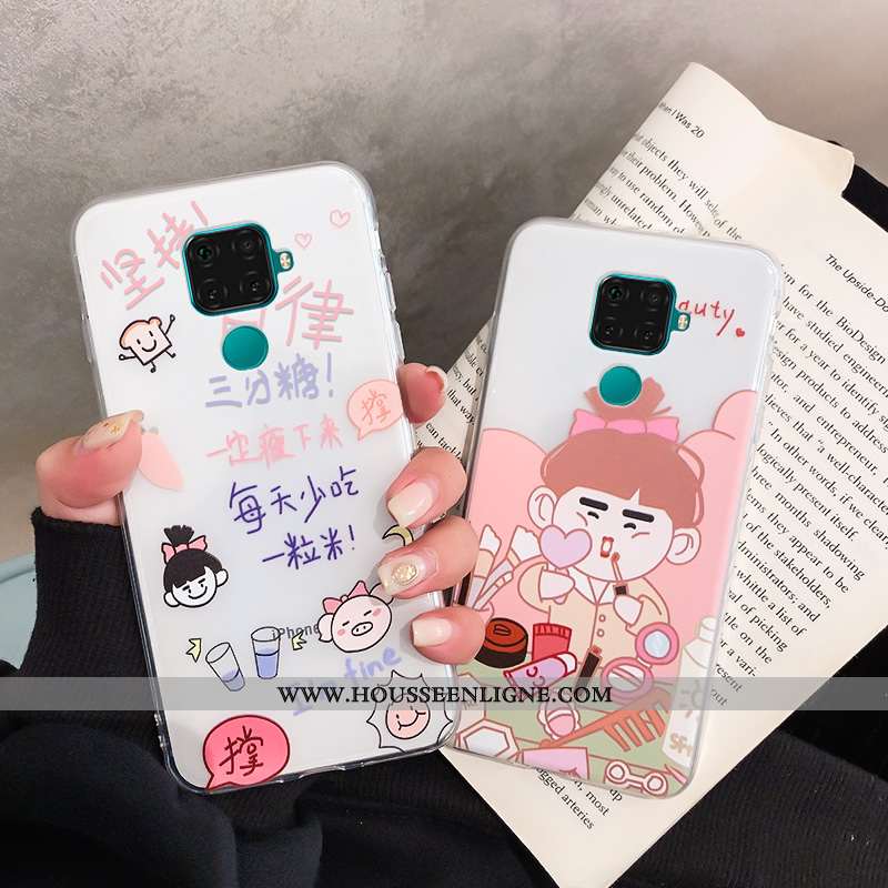 Coque Huawei Mate 30 Lite Fluide Doux Transparent Blanc Charmant Étui Incassable Blanche