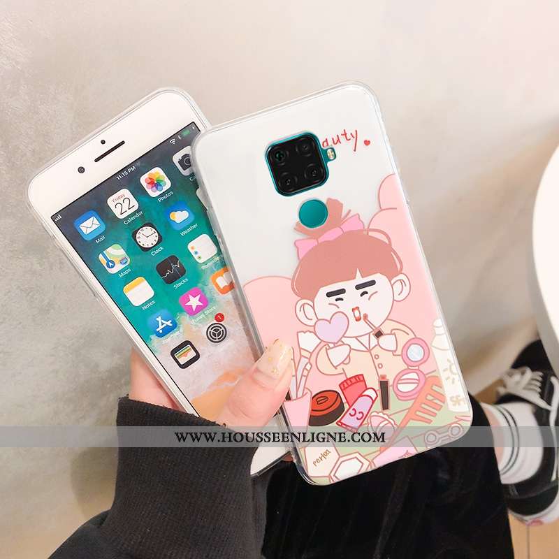 Coque Huawei Mate 30 Lite Fluide Doux Transparent Blanc Charmant Étui Incassable Blanche