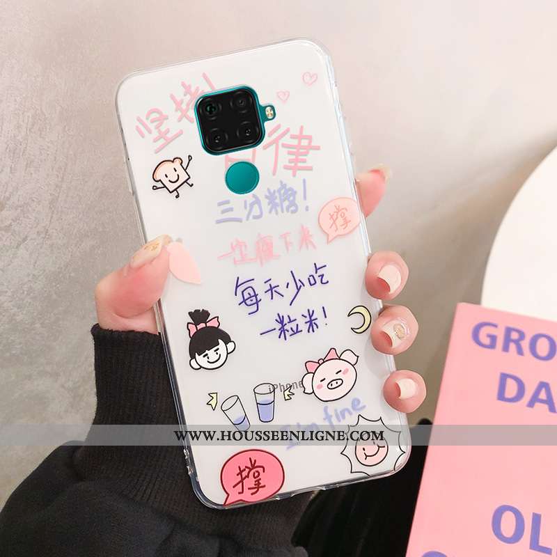 Coque Huawei Mate 30 Lite Fluide Doux Transparent Blanc Charmant Étui Incassable Blanche