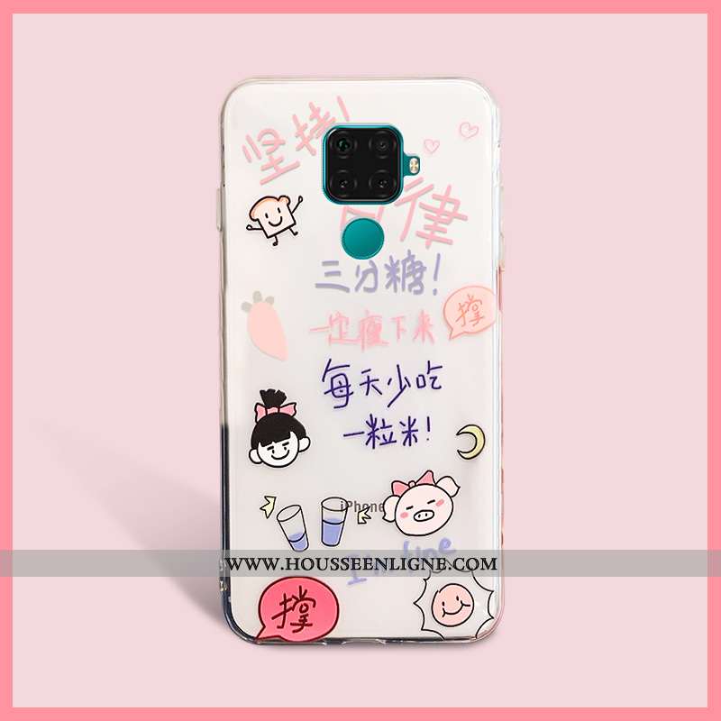 Coque Huawei Mate 30 Lite Fluide Doux Transparent Blanc Charmant Étui Incassable Blanche