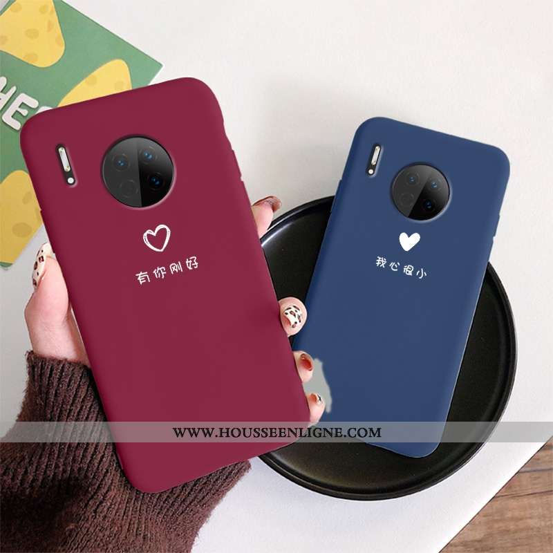 Coque Huawei Mate 30 Légère Fluide Doux Mode Ultra Amoureux Nouveau Délavé En Daim Rouge