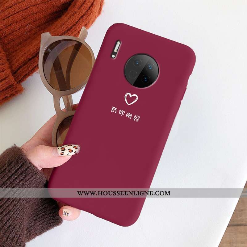 Coque Huawei Mate 30 Légère Fluide Doux Mode Ultra Amoureux Nouveau Délavé En Daim Rouge