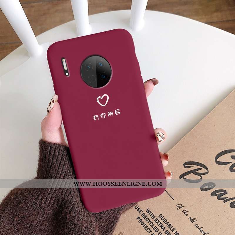 Coque Huawei Mate 30 Légère Fluide Doux Mode Ultra Amoureux Nouveau Délavé En Daim Rouge