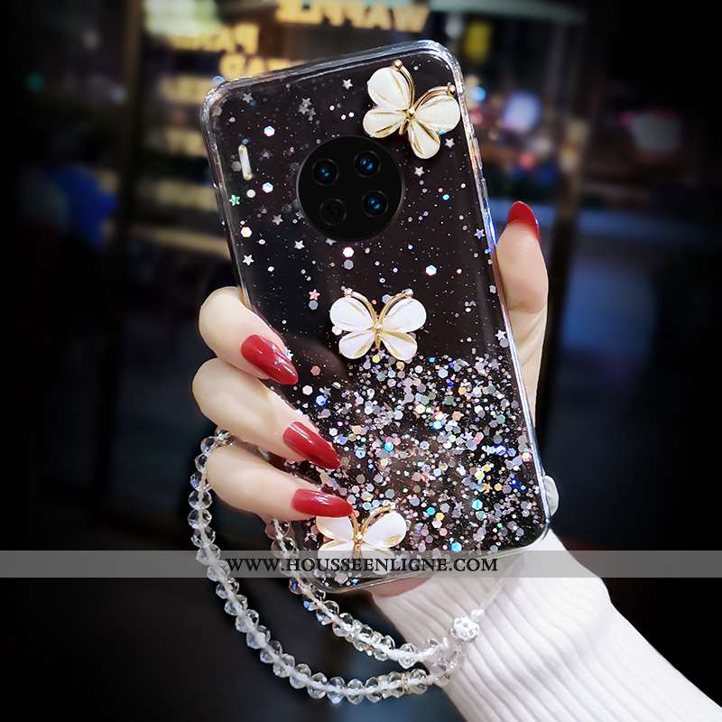 Coque Huawei Mate 30 Ornements Suspendus Tendance Incassable Net Rouge Luxe Étui Nouveau Blanche