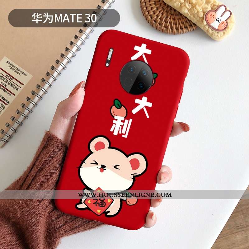 Coque Huawei Mate 30 Personnalité Dessin Animé Ultra Délavé En Daim Rat Rouge Incassable