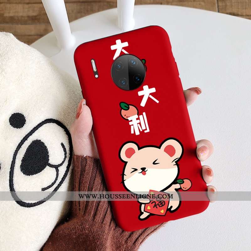 Coque Huawei Mate 30 Personnalité Dessin Animé Ultra Délavé En Daim Rat Rouge Incassable