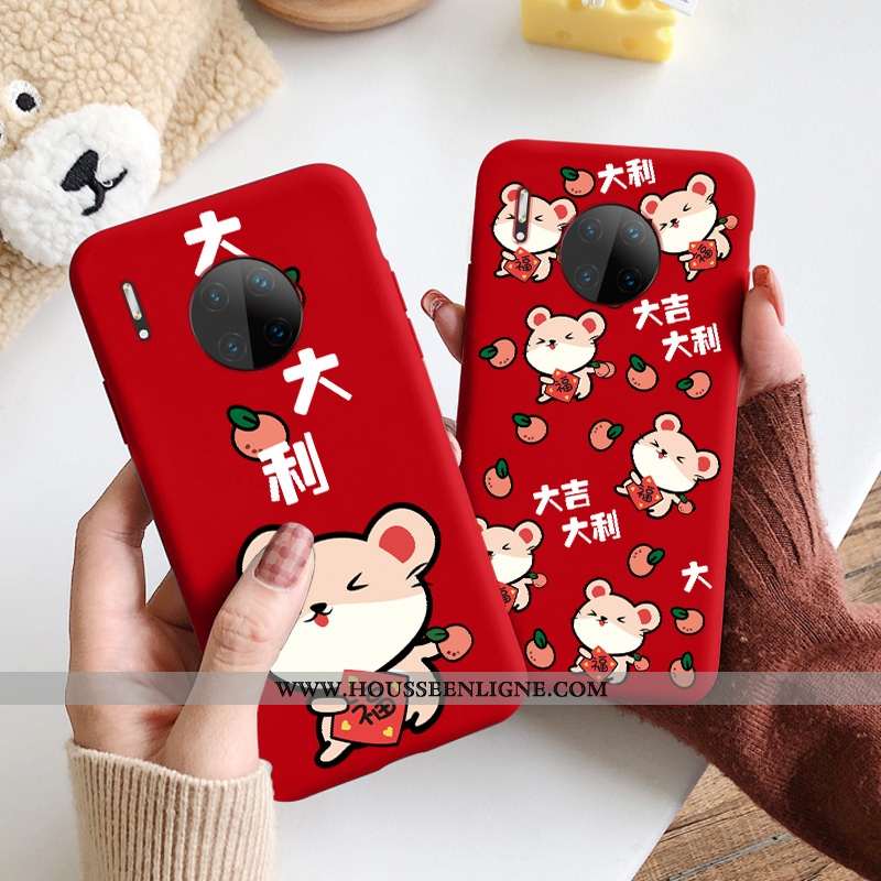 Coque Huawei Mate 30 Personnalité Dessin Animé Ultra Délavé En Daim Rat Rouge Incassable