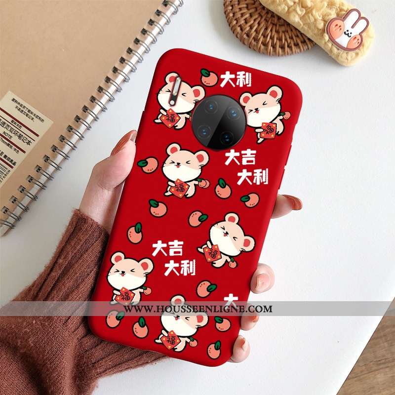 Coque Huawei Mate 30 Personnalité Dessin Animé Ultra Délavé En Daim Rat Rouge Incassable