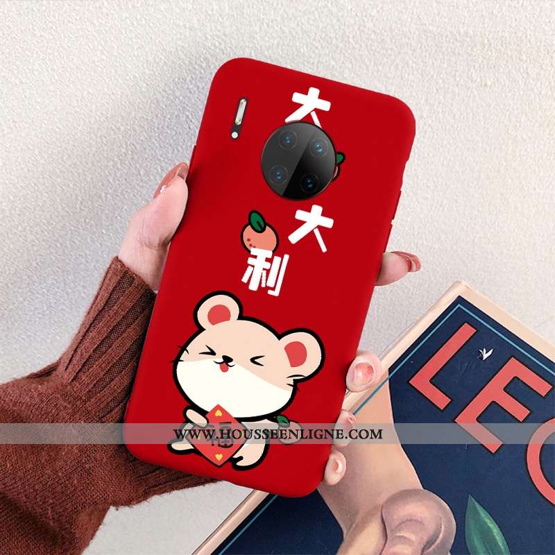 Coque Huawei Mate 30 Personnalité Dessin Animé Ultra Délavé En Daim Rat Rouge Incassable