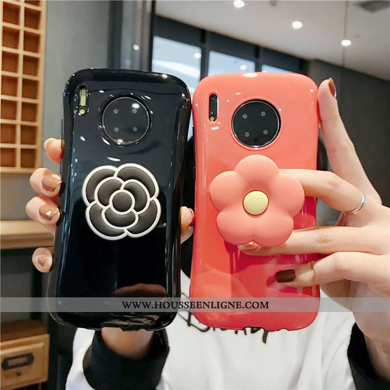Coque Huawei Mate 30 Pro Créatif Fluide Doux Étui Téléphone Portable Support Fleurs Rouge
