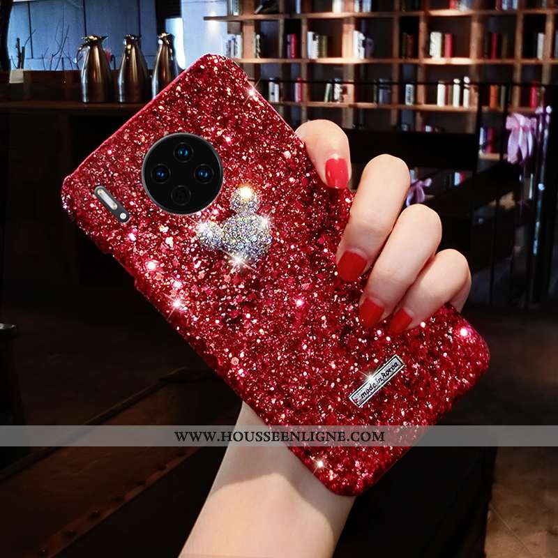 Coque Huawei Mate 30 Pro Créatif Tendance Strass Net Rouge Élégant Grand Rat
