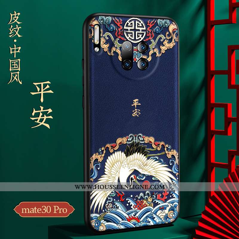 Coque Huawei Mate 30 Pro Cuir Protection Noir Style Chinois Incassable Tout Compris Étui