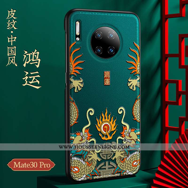 Coque Huawei Mate 30 Pro Cuir Protection Noir Style Chinois Incassable Tout Compris Étui