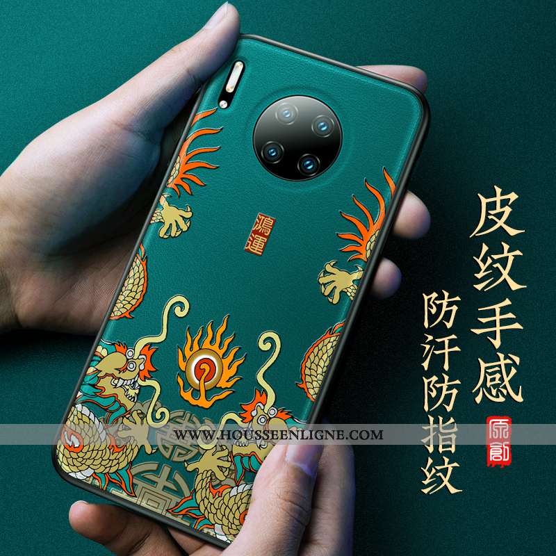 Coque Huawei Mate 30 Pro Cuir Protection Noir Style Chinois Incassable Tout Compris Étui