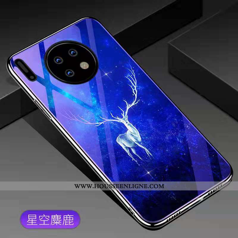 Coque Huawei Mate 30 Pro Tendance Mode Personnalité Incassable Placage Or Verre Violet