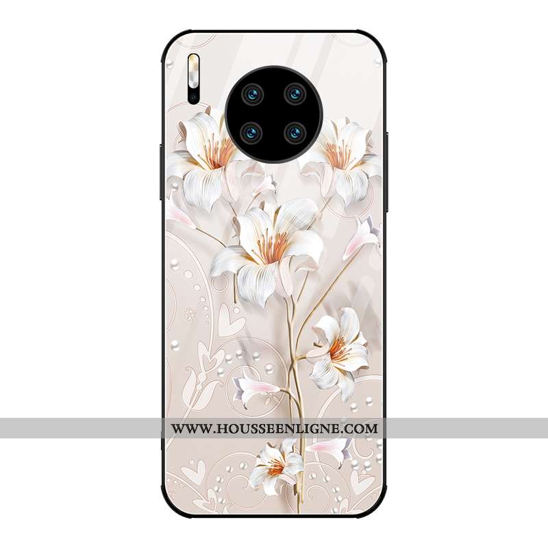 Coque Huawei Mate 30 Pro Verre Personnalité Créatif Mode Luxe Blanc Miroir Blanche