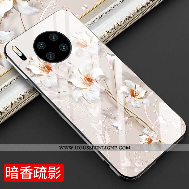 Coque Huawei Mate 30 Pro Verre Personnalité Créatif Mode Luxe Blanc Miroir Blanche
