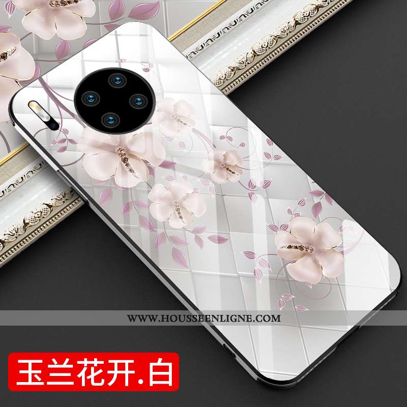 Coque Huawei Mate 30 Pro Verre Personnalité Créatif Mode Luxe Blanc Miroir Blanche