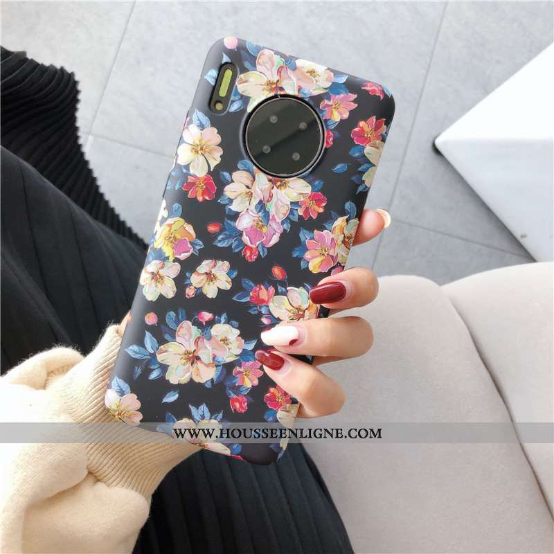 Coque Huawei Mate 30 Protection Délavé En Daim Peinture À L'huile Petit Gaufrage Fleur Jaune