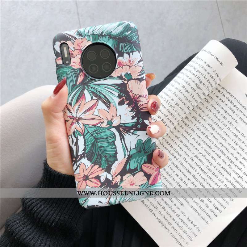 Coque Huawei Mate 30 Protection Délavé En Daim Peinture À L'huile Petit Gaufrage Fleur Jaune