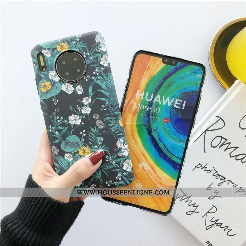 Coque Huawei Mate 30 Protection Délavé En Daim Peinture À L'huile Petit Gaufrage Fleur Jaune