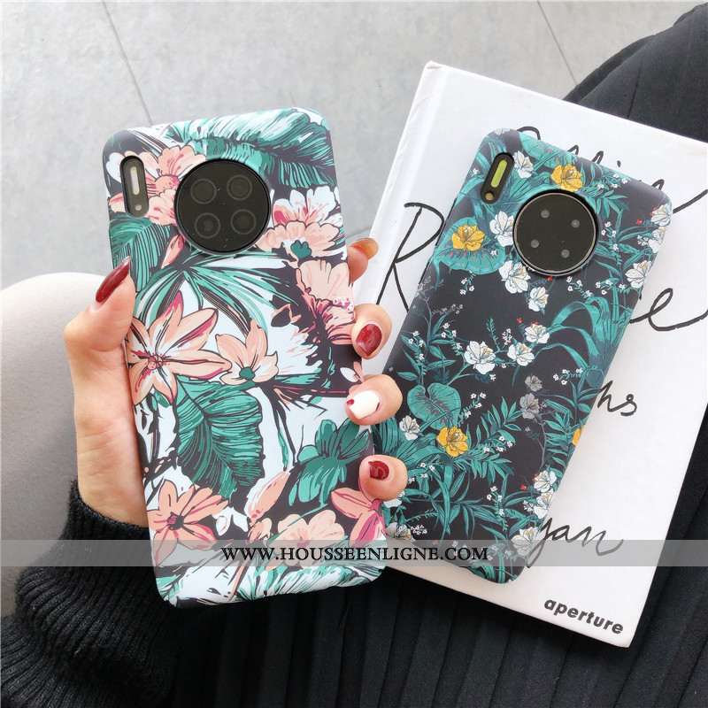 Coque Huawei Mate 30 Protection Délavé En Daim Peinture À L'huile Petit Gaufrage Fleur Jaune