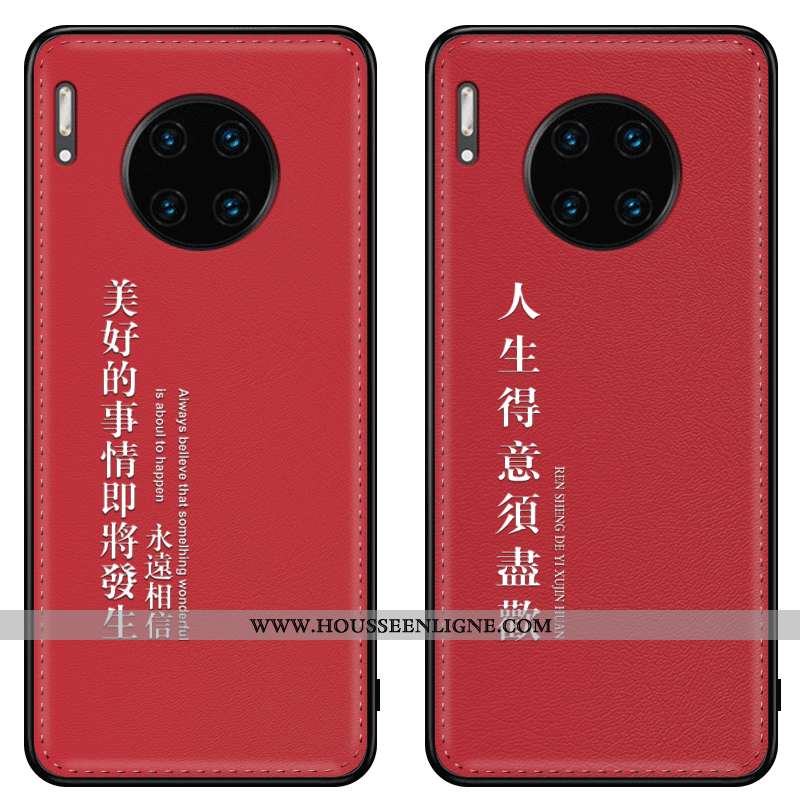 Coque Huawei Mate 30 Protection Gaufrage Rouge Étui Téléphone Portable Net Rouge