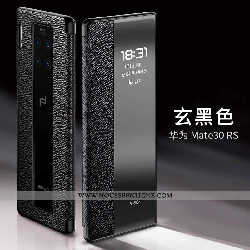 Coque Huawei Mate 30 Rs Cuir Protection Business Clamshell Téléphone Portable Luxe Véritable Vin Rou