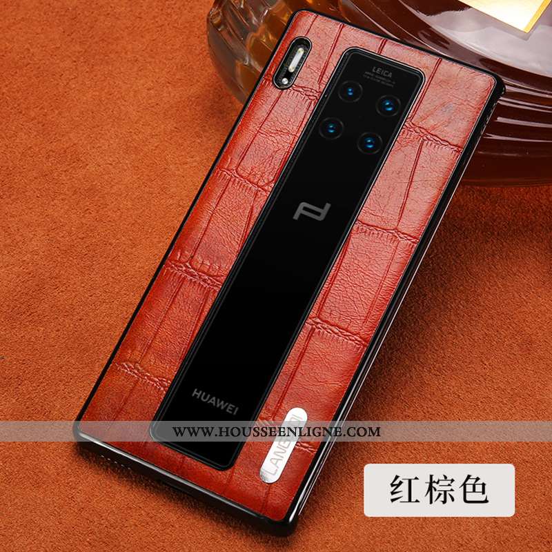 Coque Huawei Mate 30 Rs Cuir Véritable Cuir Luxe Protection Rouge Tout Compris Business