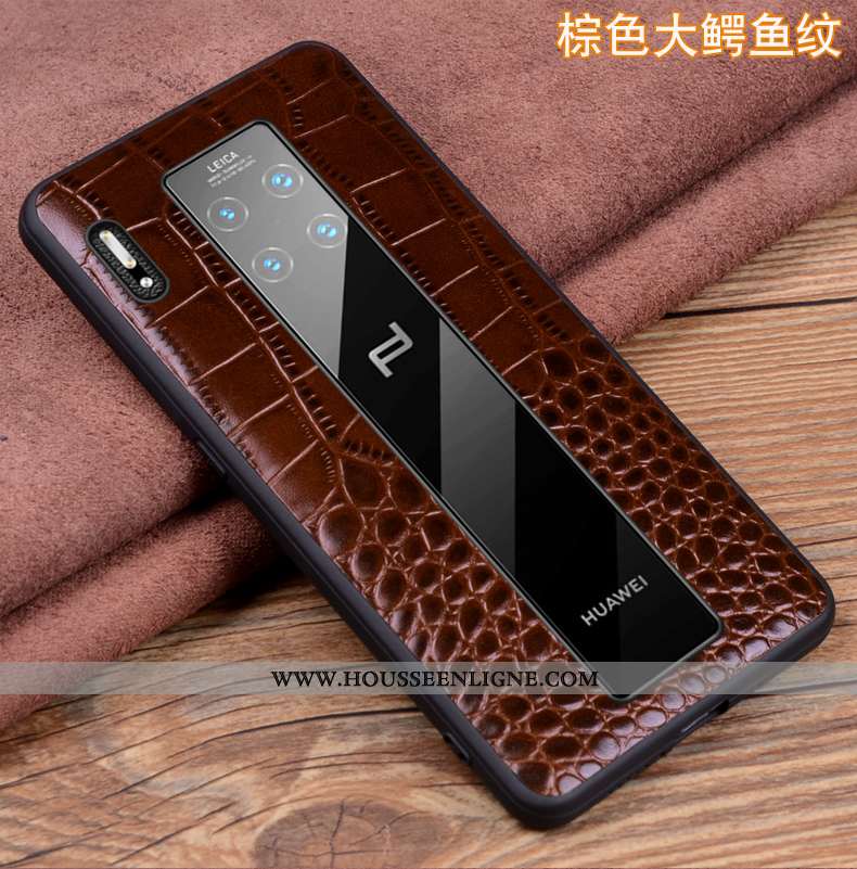Coque Huawei Mate 30 Rs Cuir Véritable Cuir Étui Incassable Protection Vert Verte