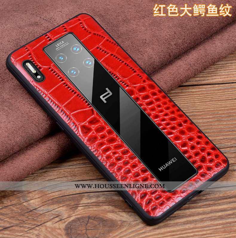 Coque Huawei Mate 30 Rs Cuir Véritable Cuir Étui Incassable Protection Vert Verte